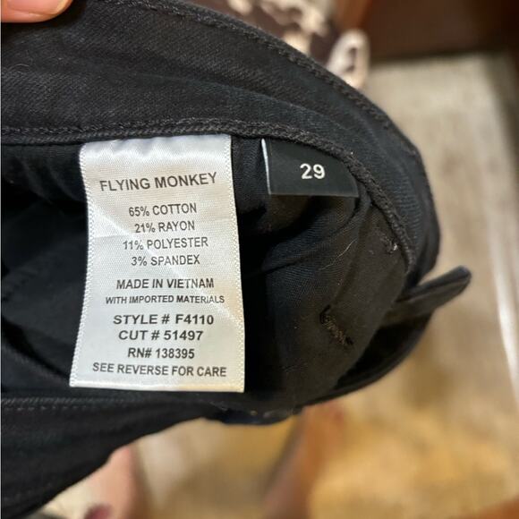Flying Monkey Black High Rise Distressed Cropped Straight Leg Jeans EUC 28 - Picture 5 of 5